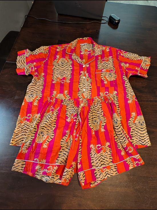 Soothe Our Souls Other - Soothe Our Souls Tibetan Tiger Organic Cotton PJ Set Pink & Orange, Women's L